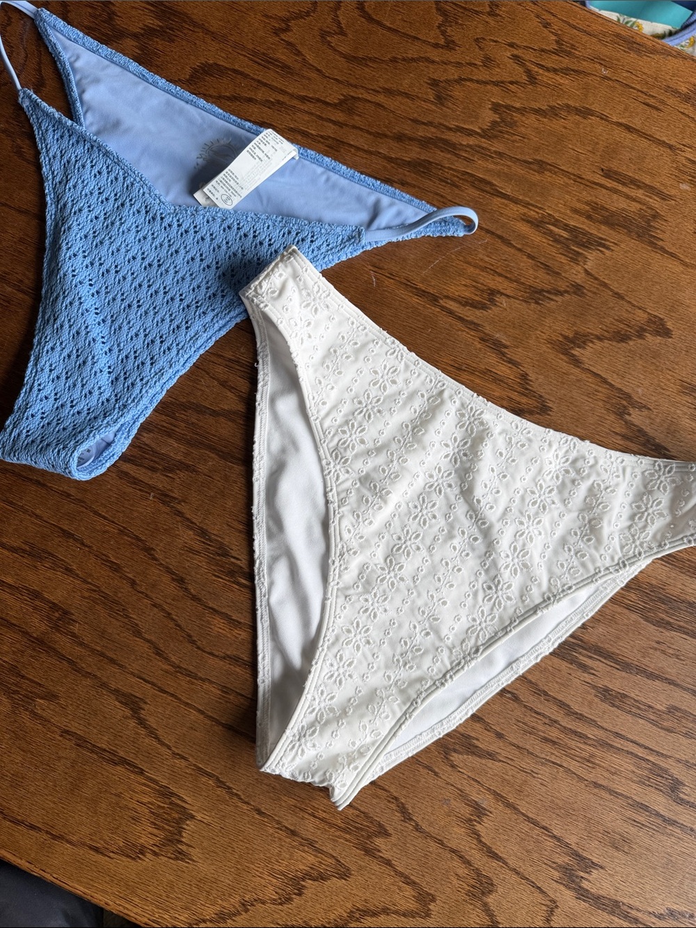 Hollister Blue and White Bikini Bottoms - Set of 2 NWOT